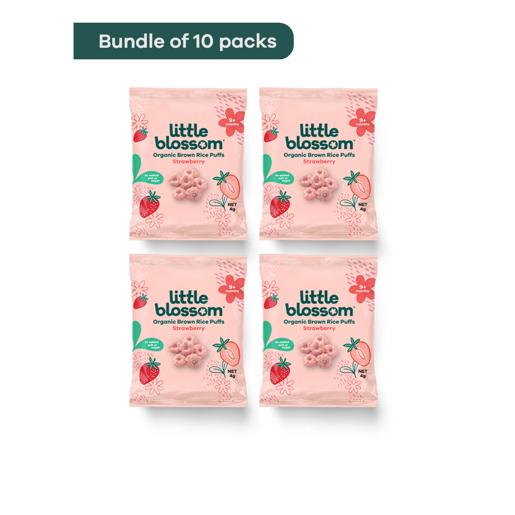 Little Blossom Mini Organic Strawberry Puffs (Bundle of 10 packs)
